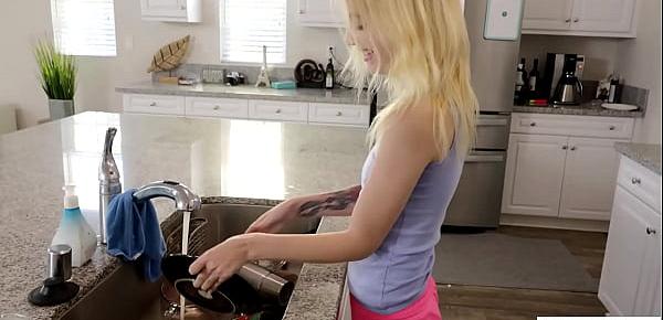  Hot blonde stepsis Kate Bloom cleaning house and sucking stepbrothers dick